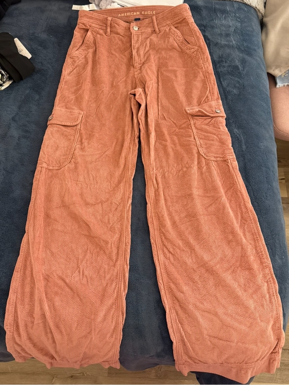 American Eagle Rust Corduroy Cargo Pants
